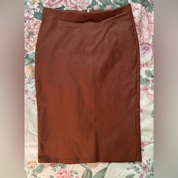 Iris Size Medium Women’s Faux Leather Pencil Dress 27” Waist 22” Brown - Picture 1 of 4